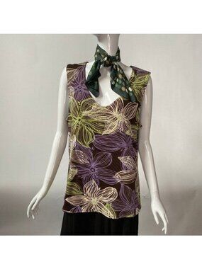 Brown Floral Reversible Tank Top - sz XL